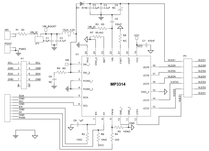 Schematic - Monolithic Power Systems (MPS) EV3314-R-00A Evaluation Board